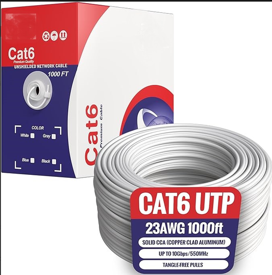 1000Ft Cat6 White Patch Cable